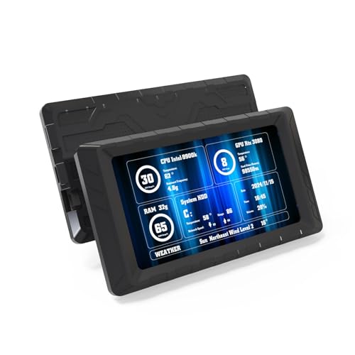 Acogedor 5インチコンピュータセンサーパネル、FHD IPS 854x480 USB C PC用セカンダリディスプレイ、モニターCPU GPU RAMフレームレート、10/11用ダイナミックビデオテーマ (黒) Acws8yir47m1-12
