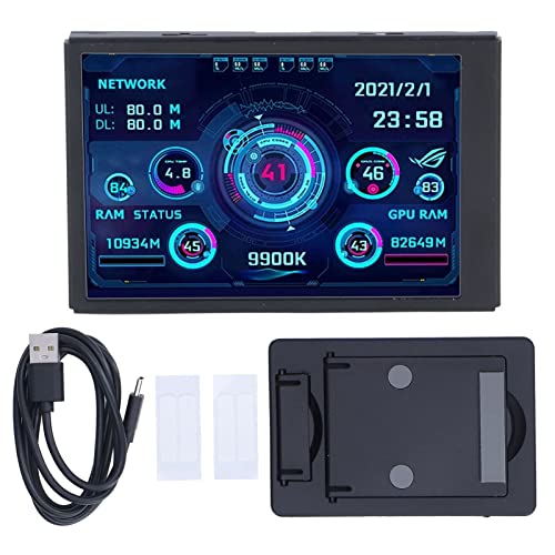 Adfaga IPS USB ミニスクリーン V2 3.5 インチ CPU 用コンピュータモニター GPU RAM SSD データディスプレイ USB Type C インターフェイス付き 320x480 解像度 PC ITX ケース用の全視野角 (プレミアムバージョン) Add4metr02g9-12