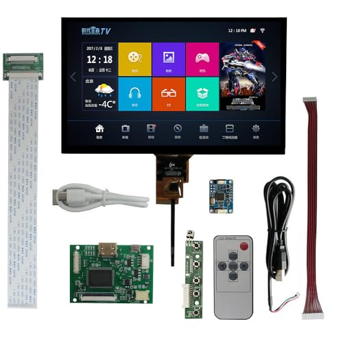 モニター 8インチ 1024x600 ポータブル DIY LCDディスプレイ USB静電容量式タッチスクリーン&HDMIドライバーボード付き - Linux/Windows/Android対応 5V電源 PC、Orange Pi、開発ボード、セカンダリモニター用 8C08A+PCB800168+DRCMP