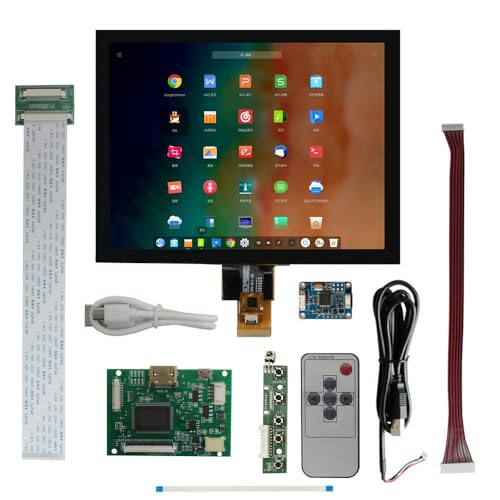 モニター 8インチ 4:3 IPS ポータブル DIY モニターキット - 1024x768解像度、USB静電容量式タッチスクリーン、HDMIドライバーボード – Linux/Windows/Androidに対応 PC、Orange Pi、開発ボード用の5V電源。 8C01E+PCB800168+DRCMP