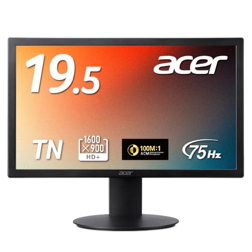Acer モニター 19.5インチ HD+ (1600x900) 非光沢 TN 75Hz 6ms (GTG) NTSC 72% HDMI 1.4 ミニD-Sub 15ピン スピーカー・ヘッドフォン端子非搭載 VESAマウント対応 E200Qbi