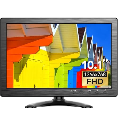 Eyoyo 10インチモニター 1366x768解像度 HDMI VGA AV BNC USB入力対応 セキュリティ 液晶 小型モニター16:9スピーカー内蔵 リモコン PC CCTV カメラ X-Boxなど接続 10.1インチディスプレイ EM101AD