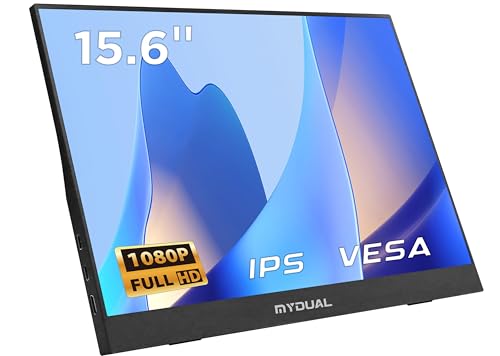 MyDual モバイルモニター 15.6インチ vesa 軽量 1920*1080 モバイルディスプレイ ポータブルモニター 自立式 非光沢IPS液晶パネル 薄型 USB Type-C miniHDMI スマートフォン/PS4/PS5/XBOX/Switch/PC/Macなど対応 在宅ワーク リモートワーク (15.61'')