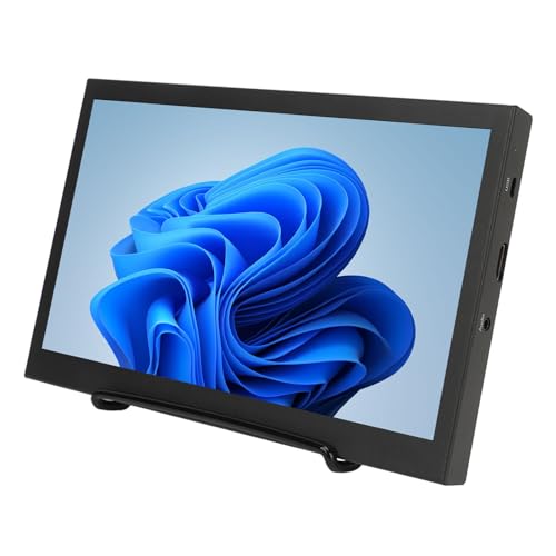 flexman 10インチポータブルモニター、1024 X 600 HDラップトップ外部ディスプレイ、デュアルスピーカー付きマルチメディアインターフェースブラケット、PC電話用178°広角ウルトラスリムミニモニター flexman8p0inum4cb