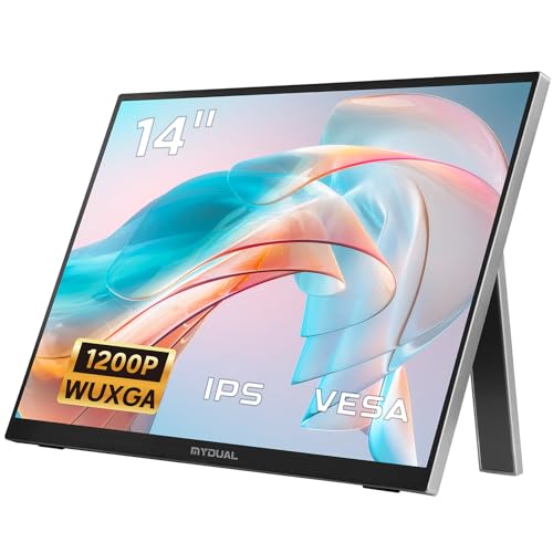 MyDual モバイルモニター 14インチ vesa 軽量 1920*1200 モバイルディスプレイ ポータブルモニター 自立式 非光沢IPS液晶パネル 薄型 USB Type-C miniHDMI スマートフォン/PS4/PS5/XBOX/Switch/PC/Macなど対応 在宅ワーク リモートワーク