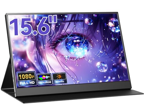 Minifire EVICIV モバイルモニター 15.6インチ FHD 1920×1080 自立型 卓上スタンド付き ゲーミング用 ポータブルディスプレイ IPS 非光沢 液晶パネル 薄型 軽量 モバイルディスプレイ USB Type-C Mini HDMI 搭載 VESA PS4/XBOX/Switch/PC/Macなど対応 在宅勤務 リモートワーク M156J03-ST