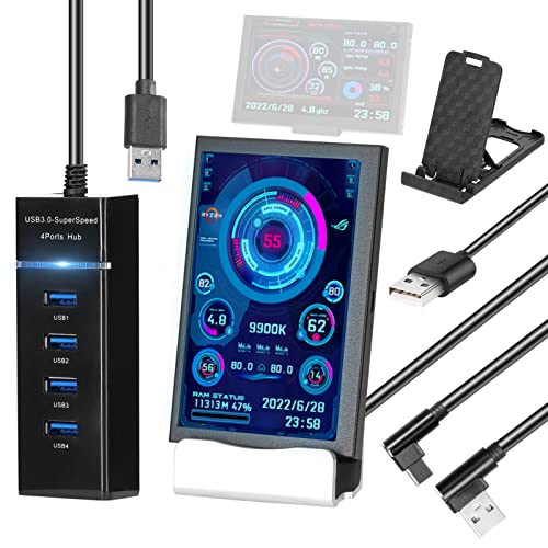 Weytoll 5インチ モニター、コンピューターの実行状態表示、IPS ディスプレイ 800x480ミニモバイルモニター、CPU RAM ハードディスク データ表示水平および垂直画面切り替え ITW0868066173715ZQ