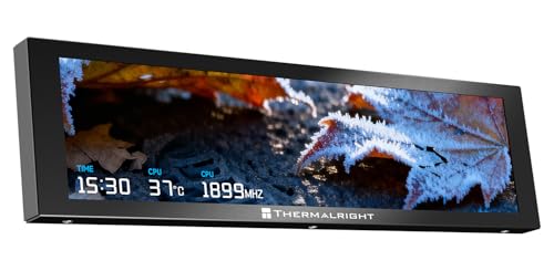 TR ofeo Vision 9.16 LCDリアルタイムPCモニタリング画面、1920×480ケースディスプレイ、USB Type-Cシングルケーブル、ハードウェア統計、デスクトップPC用GIFディスプレイ (ブラック)