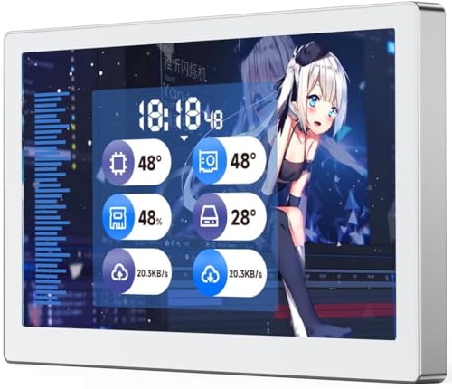 TUOPUONE 5インチ USBモニター AIO 液晶画面 800x480解像度 PCケースセカンダリ画面/デスクトップRGBアンビエントスクリーン IPSパネル 音楽スペクトラム分析機能付き Type-Cインターフェイス シルバー 5inch USB Monitor W (Silver)