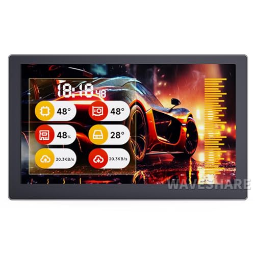 TUOPUONE 7インチUSBモニターPCケースセカンダリスクリーンまたはデスクトップRGBアンビエントスクリーン IPSパネル 1024×600解像度、音楽スペクトラム分析機能付き、Type-Cインターフェース CNCメタルケース ブラック