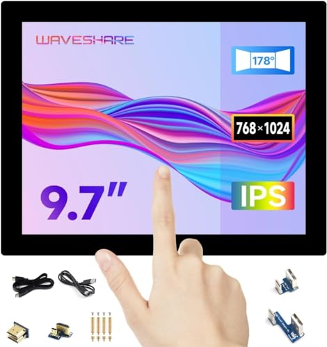TUOPUONE 9.7インチ静電容量式タッチディスプレイ、768×1024解像度、強化ガラスパネル、HDMIディスプレイインターフェイス、IPSディスプレイパネル、10ポイントタッチ、フルカラー(9.7インチ 768x1024 LCD) 9.7inch 768x1024 LCD