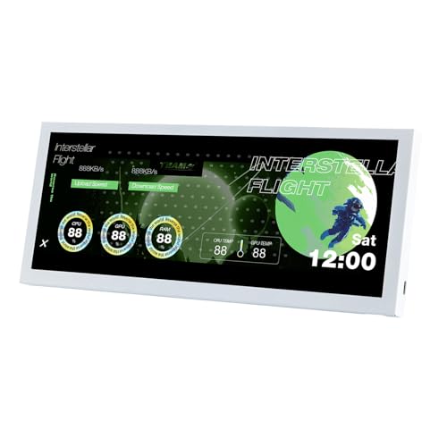 Xjdzineq ポータブル12.3インチアルミニウム合金セカンダリディスプレイ、1920x720シャーシセカンダリスクリーン付き、コンピュータシャーシ用薄型軽量LCDモニター用