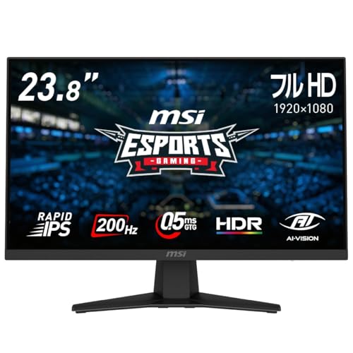 MSI 【Amazon.co.jp限定】MSI ゲーミングモニター MAG 244F 23.8インチ/フルHD/RAPID IPSパネル/200Hz/0.5ms(GTG)/Adaptive-Sync/HDR/HDMI 2.0b/DP1.2a/VESA100/メーカー3年保証