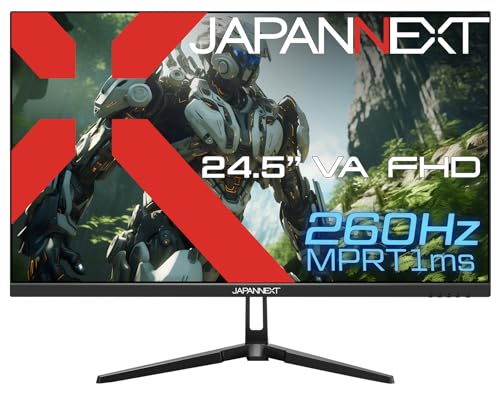 JAPANNEXT 24.5インチ ゲーミングモニター 260Hz 1ms フルHD 1920x1080解像度 VA パネル ディスプレイ (HDMI/DisplayPort/VESA対応/ブルーライトカット / 視野角178°) JN-V245FHDR260AJ