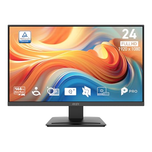 MSI PRO MP241 E14V 24インチ IPS 1920 x 1080 (FHD) オフィスモニター 144Hz Free-Sync HDMI DisplayPort VESAマウント可能 チルト スピーカー 4面スリムベゼル 1ms ブラック