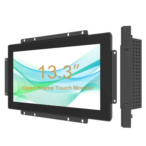 Senisway 13.3インチオープンフレームタッチモニター 1920 x 1080 @ 60Hz TFT LCD 10指静電容量式タッチ IP65防水 IK08産業用 S-13.3CX-1