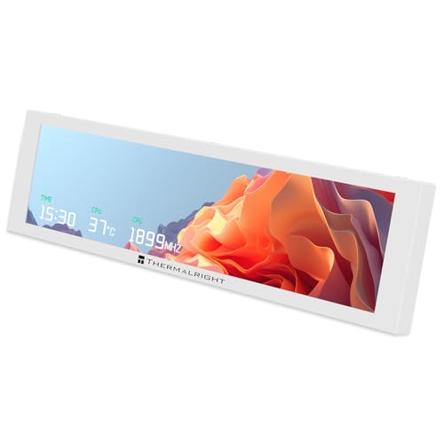 THERMALRIGHT Trofeo Vision 9.16 LCD ホワイト、9.25インチフルカラーLCD磁気ディスプレイスクリーン、1920x480解像度、取り付け簡単、マスターCPU/GPU温度(ホワイト)