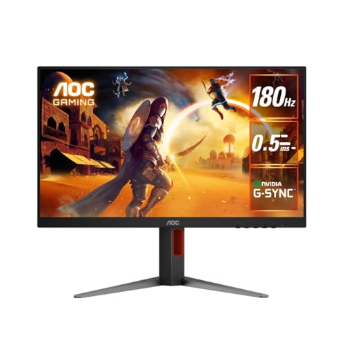 AOC ゲーミングモニター 27インチ, QHD/2560x1440@180Hz, 応答速度0.5ms(MPRT), Fast IPS, HDMI2.0 x 1/ DP1.4x1, 高さ調節, 横縦回転, フリッカーフリー, G-Sync Compatible, HDR10対応, 3年保証 Q27G4F/11