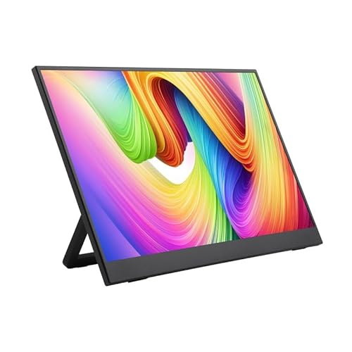 TUOPUONE 15.6インチポータブルモニター（スタンド付き）、IPSスクリーン、ミニHDMIインターフェース、1920×1080フルHD、178°視野角、ABSケース、HDR対応、タッチ非対応（15.6インチポータブルモニター） 15.6″ Portable Monitor