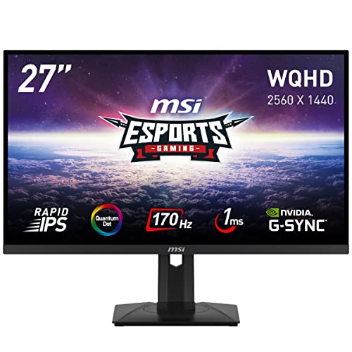 MSI G274QPF-QD ゲーミングモニター RAPID IPSパネル スリムベゼル WQHD/27インチ/170Hz/1ms/量子ドット/G-SYNC Compatible/DisplayHDR 400/HDMI 2.0b/DisplayPort 1.4/ピボット/3年保証