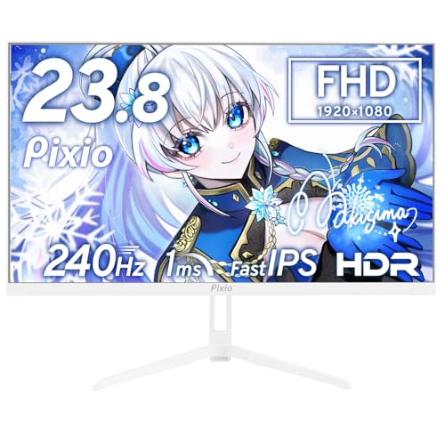 Pixio PX249 Wave White ゲーミングモニター 23.8インチ 240Hz FHD IPS ホワイト 1ms GTG HDR対応 FreeSync Flicker-Free ブルーライトカット スリムベゼル HDMI対応 1920×1080