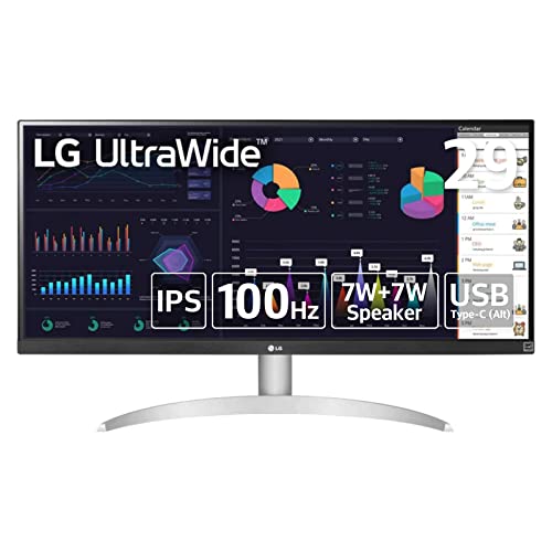 LG モニター ディスプレイ 29WQ600-W 29インチ/ 平面ウルトラワイド(2560×1080)/ IPS 非光沢/HDR 10/ 100Hz対応/ USB Type-C,HDMI,DisplayPort/スピーカー搭載(7W x2 MaxxAudio)/ ホワイト/ 3年 無輝点保証