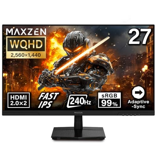 MAXZEN ゲーミングモニター 27インチ 240Hz WQHD(2,560×1,440) MGM27IC05-Q240 マクスゼン