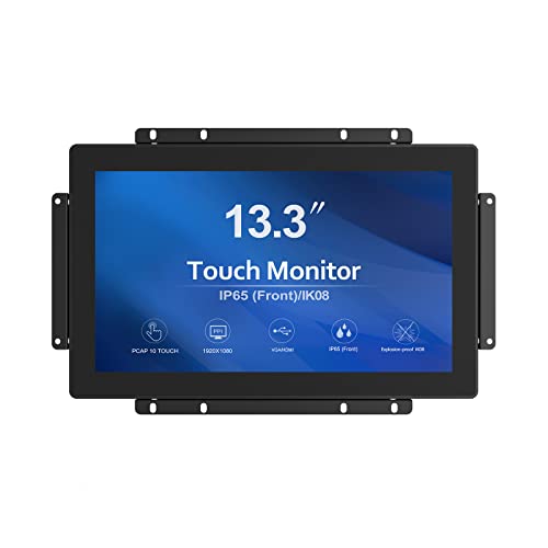 GreenTouch 13.3 インチ 10 ポイント オープン フレーム タッチ ディスプレイ、産業用 PCAP タッチスクリーン モニター、VGA+HDMI+DVI ポート - 16:9 GT-TM-1332C-CTW-HD