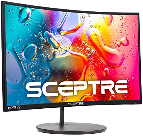 Sceptre 24" Curved 75Hz Gaming LED Monitor Full HD 1080P HDMI VGA Speakers, VESA Wall Mount Ready Metal Black 2019 (C248W-1920RN) 141［並行輸入］
