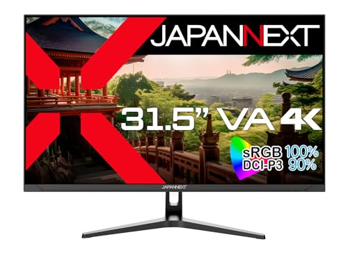 JAPANNEXT 31.5インチ モニター 4K UHD 3840x2160解像度 VA ディスプレイ (HDMI/DisplayPort/スピーカー内蔵/VESA対応/ブルーライトカット) JN-V3152UHDR