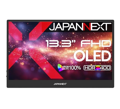 JAPANNEXT ｜ジャパンネクスト モバイル液晶ディスプレイ(13.3型/ OLED/ FullHD 1920×1080/ 60Hz/ 1ms)(ブラック) JN-MD-OLED1331FHDR 返品種別A