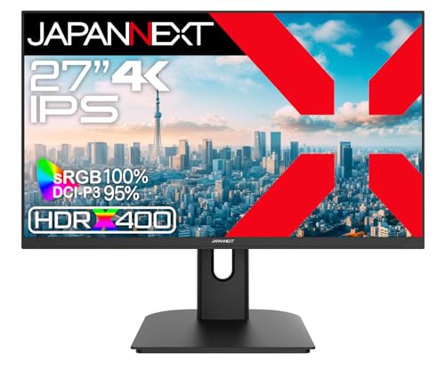 JAPANNEXT 27インチ IPSパネル搭載 4K(3840x2160)解像度 液晶モニター JN-i27U HDMI DP sRGB:100% DCI-P3:95% HDR400相当 【2年保証】