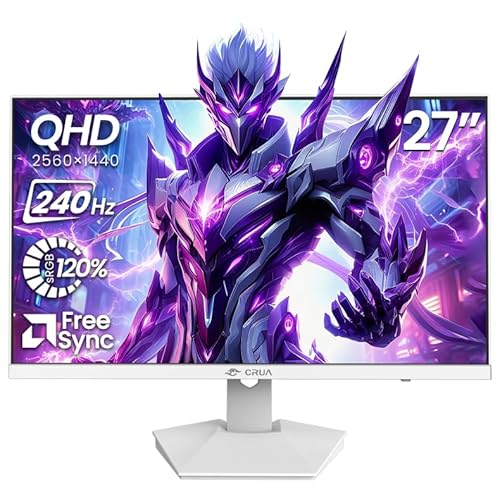 CRUA ゲーミングモニター 27インチ 240Hz WQHD(2560x1440) ディスプレイ HDMI2.0 & DP1.4 FreeSyncサポート ブルーライト軽減 傾斜調整 120%sRGB広色域対応 壁掛け対応 CR270I