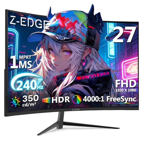Z Z-Edge (ゼロエッジ) 27インチ 240Hz 超高速ゲーミングモニター 1ms応答 FreeSync & HDR対応 4000:1 高コントラストVAパネル HDMI×2 DP×2 VESAマウント対応 目に優しい設計 ZE-SC-UG27P