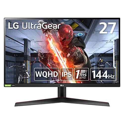 LG UltraGear FHD 27-Inch Gaming Monitor 27GN800-B, IPS 1ms (GtG) with HDR 10 Compatibility, NVIDIA G-SYNC, and AMD FreeSync Premium, 144Hz, Black