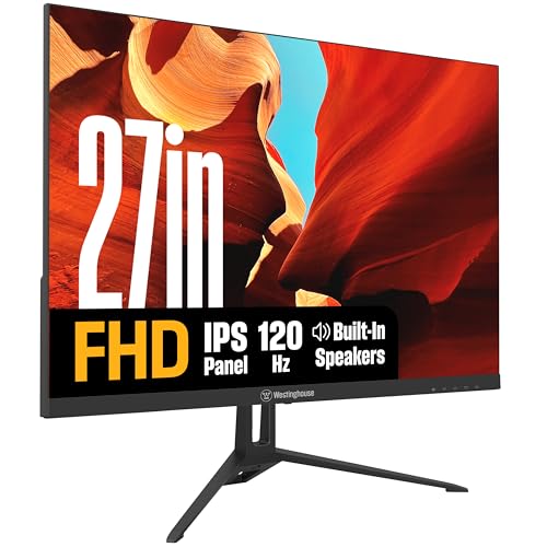 Westinghouse 27インチモニター、1080pフルHD IPSコンピューター画面、120Hzリフレッシュレート、1ms応答、HDR、アダプティブ同期、内蔵スピーカー、HDMI、DP、ゲーム&ホームオフィス(2025年モデル) WH27FA9600