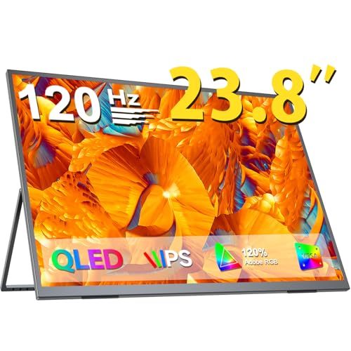 UPERFECT QLEDモバイルモニター UPERFECT 23.8インチ 120HZ モバイルモニター 持ち運びモニター VESA対応 ポータブルモニター 大画面非光沢 広色域 大型 サブモニター 自立型スタンド ゲーミングモニター IPS液晶パネル USB Type-C/Mini HDMI端末/Micro USB-B OTGポート PS4PS5/XBOX/Switch/PC/Macなど対応 リモートワーク M238T01-S