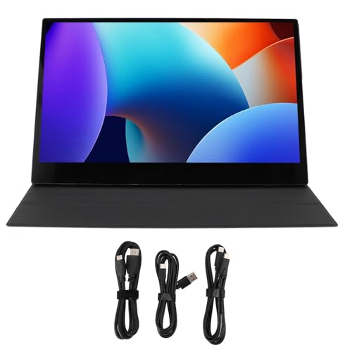 Yanmis ポータブルモニター、15.6インチ HD 1080P 60hz 62% SRGB ノートパソコンモニター、HDMI、USB C、AUX、ポータブルディスプレイスクリーン、16:9 外部タッチスクリーン Yanmi3fkhu8n25b