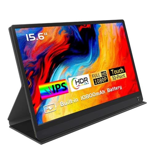 GOWENIC 15.6インチポータブルモニター、1080P FHD HDRタッチスクリーンゲームモニター、旅行屋外用タイプCミニHDMI付き軽量外部コンピューターディスプレイ GOWENn279vfzwxi