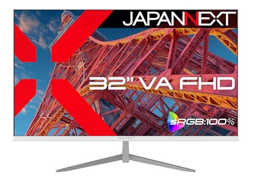 JAPANNEXT 32インチ VAパネル搭載 フルHD(1920×1080)解像度 ホワイトカラー液晶モニター JN-V32FLFHD-W HDMI VGA sRGB:100% ケーブル(ホワイト)同梱 【2年保証】