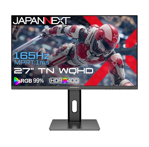 JAPANNEXT 【Amazon.co.jp限定】 JAPANNEXT 27インチ TNパネル搭載 165Hz/1ms(MPRT)対応 WQHD(2560x1440)解像度 ゲーミングモニター JN-T27G165Q-HSP HDMI DisplayPort sRGB:99% HDR400相当 PS5 WQHD:120Hz PIP/PBP 高さ調整 ピボット(縦回転) 【2年保証】