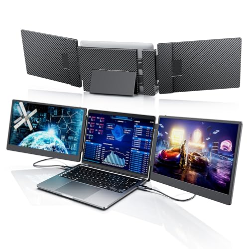 Laptomo S3ノートパソコン デュアルモニター14インチ FHD 1080P IPS トリプルモニター 、モバイルモニター 増設、ポータブルPCモニタ 2画面/3画面拡張ディスプレイ に適用13-17インチノートパソコン、HDMI/Type-Cプラグアンドプレイ 、対応Windows/Mac/Switch/PS5 180°回転可能 折りたたみ