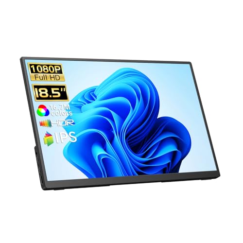 Qunub ポータブルモニター 18.5インチ 100Hz FHD USB-C HDMI トラベルモニター キックスタンド内蔵 VESA & スピーカー付き アイケア HDR ポータブルゲーミングモニター SYD-CF18