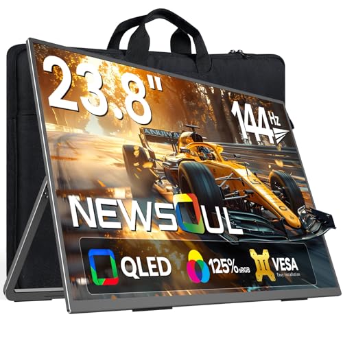 Newsoul 「144Hz、新登場」23.8インチ QLED モバイルモニター Newsoul モバイルディスプレイ 144HZ 大型 持ち運びモニター 1080P 自立型スタンド ポータブルモニタ 標準型75MMVESA サブモニタ 標準型HDMI サブディスプレイ 非光沢 IPS液晶パネル USB Type-C/PS4PS5/XBOX/Switch/PC/Mac対応 パソコン/ノートPC対応 238PM