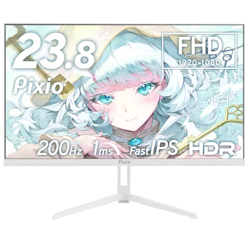 Pixio PX248 Wave White 24 inch 200Hz Refresh Rate FHD 1080p Resolution Fast IPS Panel 1ms GTG Response Time White Gaming Monitor with Adaptive Sync