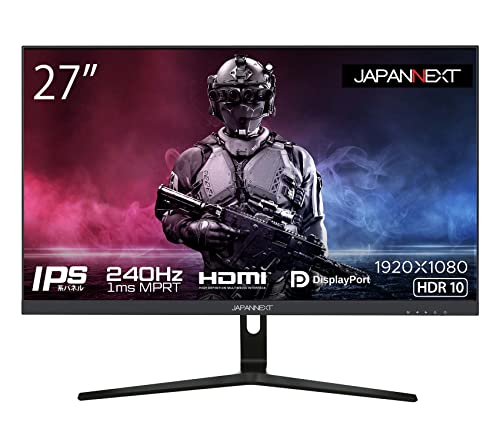 JAPANNEXT 27型IPS フルHDパネル搭載240Hz対応ゲーミングモニター JN-I27FR240 HDMI DP