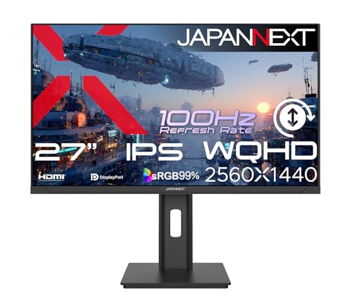 JAPANNEXT 27インチ IPSパネル搭載 WQHD(2560x1440)解像度 液晶モニター JN-IPS27Q3-HSP HDMI DP sRGB:99% 高さ調整 ピボット(縦回転)対応 【2年保証】