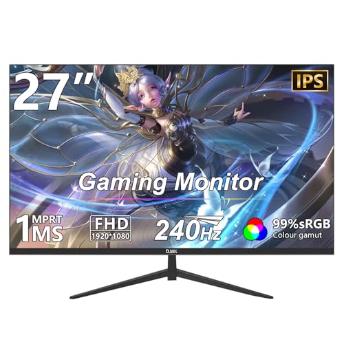 DJiEX 27インチゲーミングコンピュータモニター、240Hz、FHD(1920×1080P) | 99%sRGB、MPRT 1ms IPS、300cd/m²、AMD FreeSync、クロスヘア&アイケア技術、HDMI 2.0、DP 1.4、壁掛け対応 Z27B15