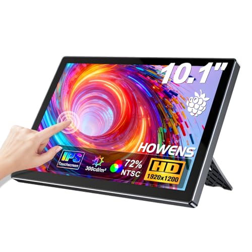 HOWENS 10.1インチ タッチスクリーンモニター HDMI 1920×1200 60hz 16:10 IPS ノートパソコンモニター デュアル内蔵スピーカー HDMI入力 R Pi 5/4/3/2 Windows 10/8/7に対応 標準VESA対応