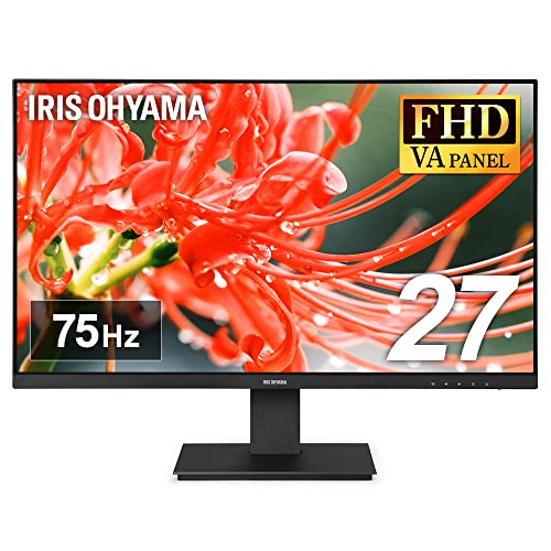 アイリスオーヤマ モニター 27インチ VAパネル ディスプレイ HDMIx1 VGAx1 FHD 1920x1080 75Hz 7ms 非光沢 フレームレス フリッカーレス ILD-D27FHD-B